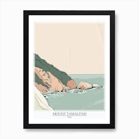 Mount Tamalpais Usa Color Line Drawing 3 Poster Art Print