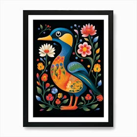 Folk Bird Illustration Duck 4 Art Print