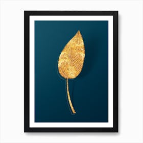 Vintage Powdery Alligator Flag Botanical in Gold on Teal Blue n.0127 Art Print