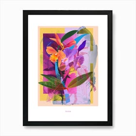 Orchid 2 Neon Flower Collage Poster Art Print