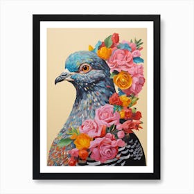 Bird With A Flower Crown Pigeon 2 Art Print