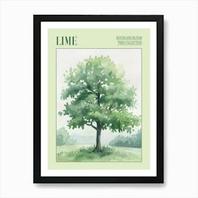 Lime Tree Atmospheric Watercolour Painting 1 Poster Art Print