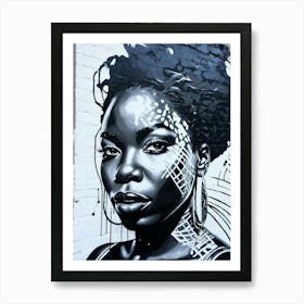 Graffiti Mural Of Beautiful Black Woman 15 Art Print