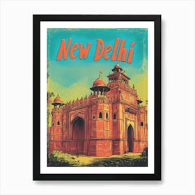 Aihrgdesign A Retro Travel Poster For New Delhi 4 Art Print