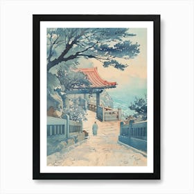 Kamakura Japan 3 Retro Illustration Art Print