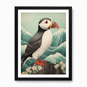 Ohara Koson Inspired Bird Painting Puffin 2 Art Print