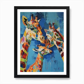 Giraffe & Calf Bold Colours 2 Art Print