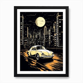 Volkswagen Beetle City Illustration 4 Art Print