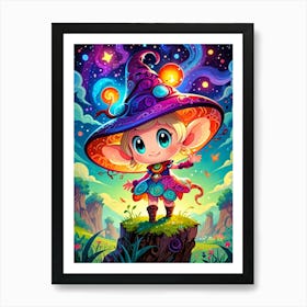 Little Witch In A Hat Art Print