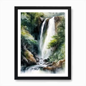 Mclean Falls, New Zealand Water Colour  (2) Art Print