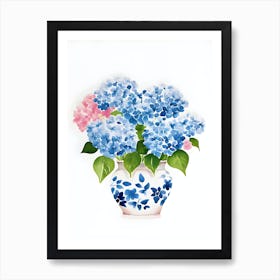 Hydrangea Painting Blue And White Vase Planter Art Print