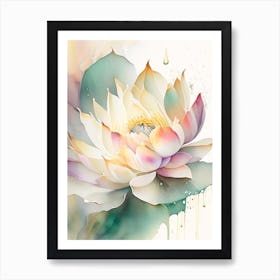 Lotus Flower Pattern Storybook Watercolour 2 Art Print