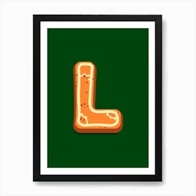 Gingerbread Christmas Letters Living Room Holiday Display Green 12 Art Print