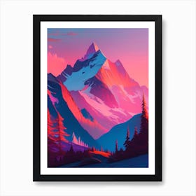 Canadian Rockies Sunset Dreamy Landscape Art Print