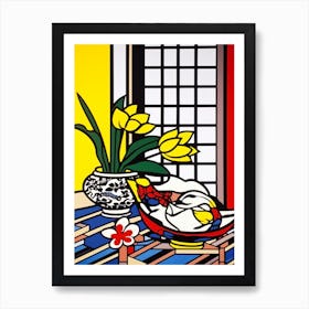 Lotus Flower Still Life  3 Pop Art Style Art Print