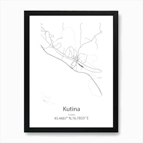 Kutina,Croatia Minimalist Map Poster