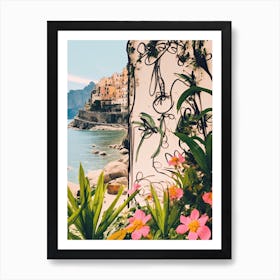 Amalfi Coast, Flower Collage 7 Art Print