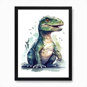 Allosaurus Fragilis Cute Dinosaur Watercolour 2 Art Print