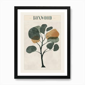 Boxwood Tree Minimal Japandi Illustration 3 Poster Art Print