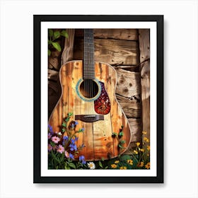 Acoustic Guitar In The Garden Art Print