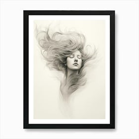 Wavy Hair Fine Line Face 4 Art Print