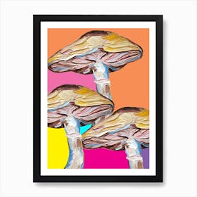Mushrooms On Rainbow Quilt Art Print