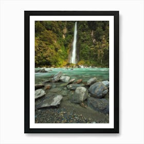 Waterfall In New Zealand Art Print