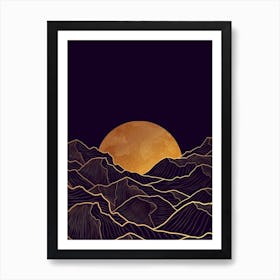 Moon Over Mountains Art Print