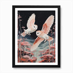 Vintage Japanese Inspired Bird Print Barn Owl 2 Art Print