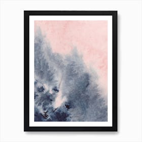 Sand Pink And Navy Watercolour 4 Art Print