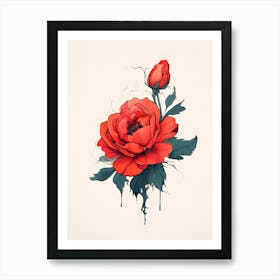 Red Rose Tattoo Art Print