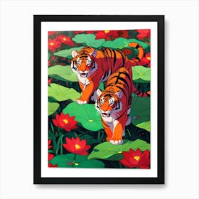 Tiger And Flower Art Print