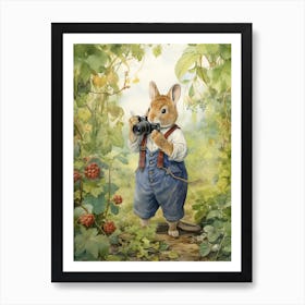 Bunny Taking Photos Rabbit Prints Watercolour 1 Art Print