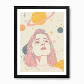 Girl In Space 2 Art Print