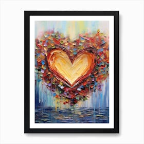 Impasto Brush Strokes Heart Outline 2 Art Print