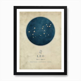 Astrology Constellation and Zodiac Sign of Leo Art Print