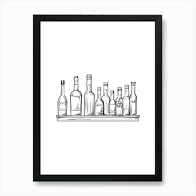 Liquor Bottles On A Shelf. Bar. Beer.  Art Print