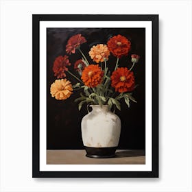 Bouquet Of Marigold Flowers, Autumn Fall Florals Painting 2 Art Print