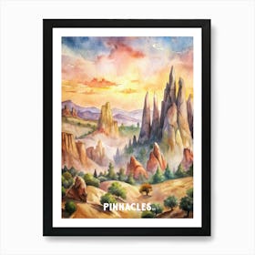 Pinnacles National Park Watercolor Painting Art Print