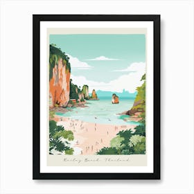 Poster Of Railay Beach, Krabi, Thailand, Matisse And Rousseau Style 2 Art Print