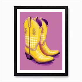 Cowgirl Boots Yellow And Purple 2 Art Print