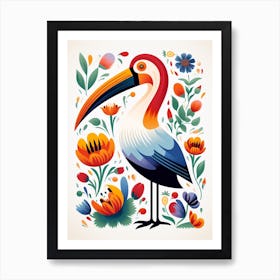 Scandinavian Bird Illustration Pelican 2 Art Print