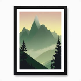 Misty Mountains Vertical Composition In Green Tone 174 Art Print