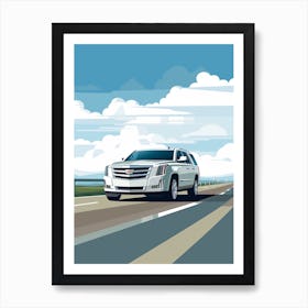 A Cadillac Escalade In Causeway Coastal Route Illustration 4 Art Print