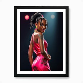 African Woman In Pink Dress Art Print