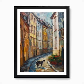 Painting Of A Street In Vienna With A Cat 1 Impressionism Art Print