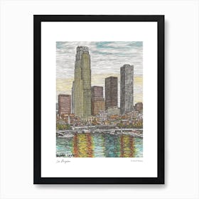 Los Angeles United States Drawing Pencil Style 1 Travel Poster Art Print