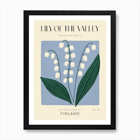 Vintage Blue And Green Lily Of The Valley Flower Of Finland Art Print