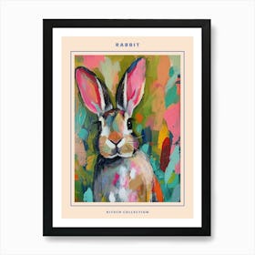 Kitsch Rabbit Brushstrokes 3 Poster Art Print