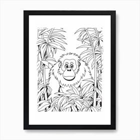 Line Art Jungle Animal Gorilla 2 Art Print